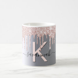 Silver ro guld glitter monogram kaffemugg