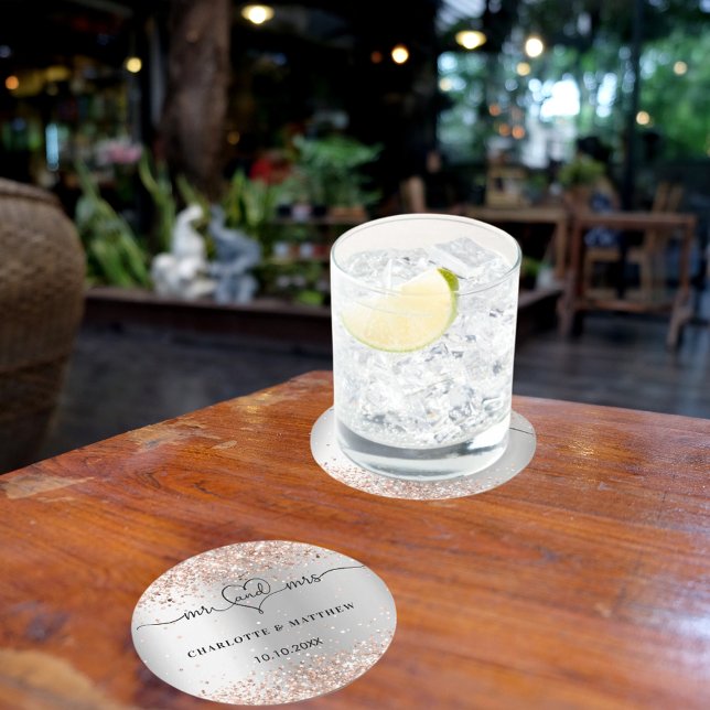 Silver ro guld Ledamot skript Underlägg Papper Rund (Skapare uppladdad)