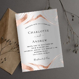 Silver ro, guld, marmorlyx bröllop inbjudningar