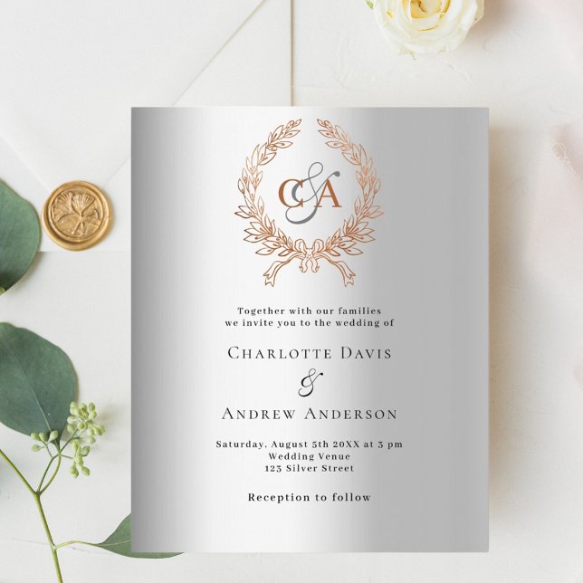 Silver ro guld-utandningsmonogrammet bröllop (Skapare uppladdad)