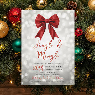 Silver Röd Jingle Mingle Julfestlig Bowle Inbjudningar