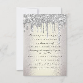 Silver Rökigt Bröllop Sweet 16 Glitter Drips Inbjudningar