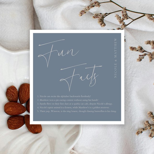 Silver Roligt Facts Personlig Bröllop Napkins Pappersservett (Silver Fun Facts Personalized Wedding Napkins)