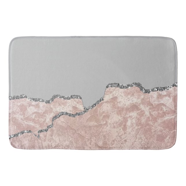 Silver Rosa Brushed Metall Glitter Badrumsmatta (Framsidan)