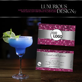 Silver Rosa Glitter Gnistra Luminous Stars Logotyp Visitkort