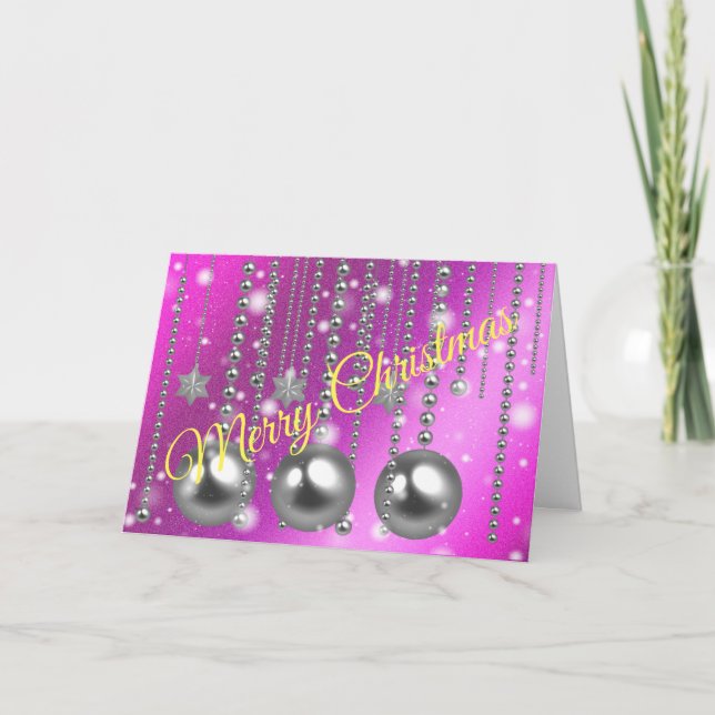 Silver Rosa God jul Kort (Framsida)