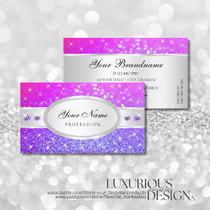 Silver Rosa Lila Glitter Stars Diamanter Populära Visitkort