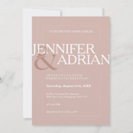 Silver Rosa Modern Minimum Simal Bröllop Inbjudningar