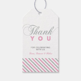 Silver & Rosa | Moderna Partyfavor Tacksamhetsetik Presentetikett