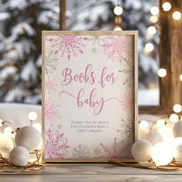 Silver rosa snöflingor Bokar för baby Poster