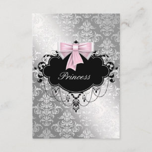 Silver Rosa Svart Prinsessa Babyflicka Shower RSVP OSA Kort