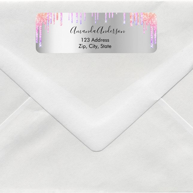 Silver rosa violett returadress returadress etikett (Skapare uppladdad)