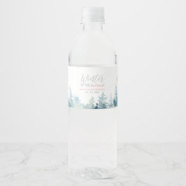 Silver & Rosa Winter Wonderland Födelsedagsfest Vattenflaskor Etikett