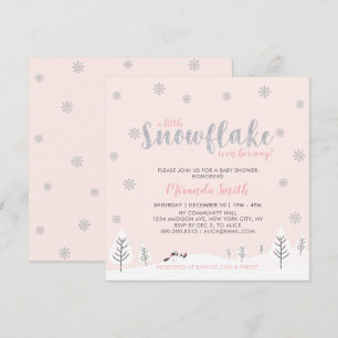 Silver & Rosa Winter Wonderland Girl Baby Shower I Inbjudningar