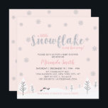 Silver & Rosa Winter Wonderland Girl Baby Shower I Inbjudningar<br><div class="desc">Fira en speciell dag för din kära med den här söta vinterfantasinbjudan! Den här utformningen har en söt formulering "En liten snöflake är på väg" i silver glitter snöflingor. Inbjudan till perfekt för temavusdusch eller baby sprinkle.</div>
