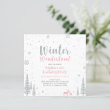 Silver, Rosa Winter Wonderland Girl Födelsedagsfes