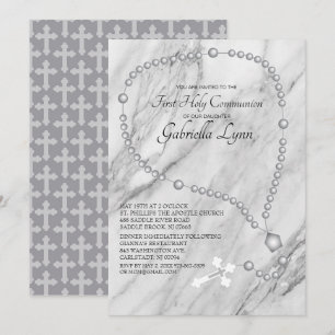 Silver Rosary Pärlor First Heliga Communice Inbjudningar