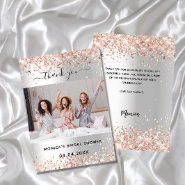 Silver rose bröllopsdusch foto tack kort