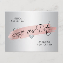 Silver Rose Guld Folie Bröllop Spara VÅRT DATUM Meddelande Vykort