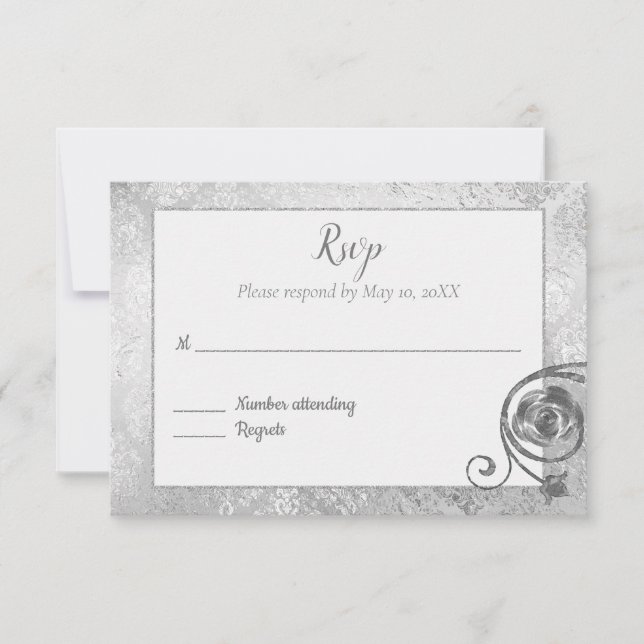 Silver Rose RSVP OSA Kort (Framsida)