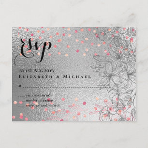 Silver Rosegold BRÖLLOP Metallic Glitter BUDGET Vykort