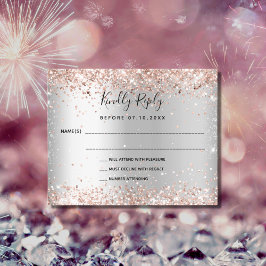 Silver roséguld budget bröllop RSVP-kort