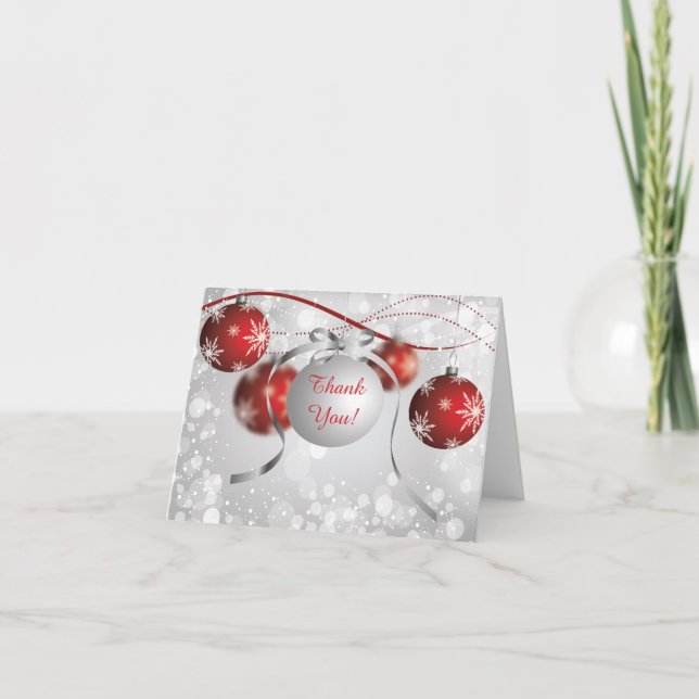 Silver & rött tack för prydnadBokeh jul (Framsida)