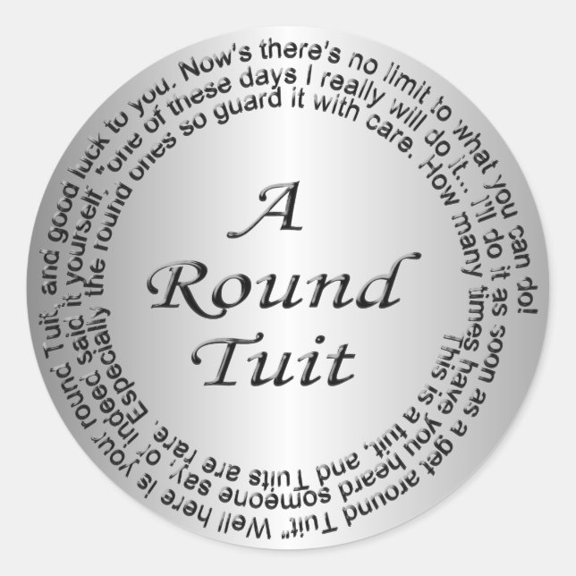 Silver Round Tuit Runt Klistermärke (Framsida)