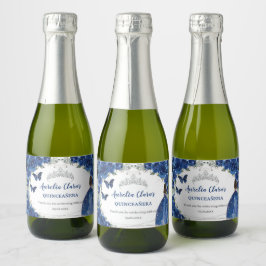 Silver Royal Blå  Blommig Quinceañera Födelsedag