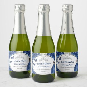 Silver Royal Blå Blommig Quinceañera Födelsedag