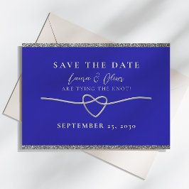 Silver Royal Blå Bröllop Save The Date Spara Datumet