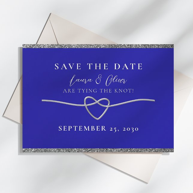 Silver Royal Blå Bröllop Save The Date Spara Datumet (Skapare uppladdad)
