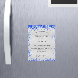 Silver royal Blue bröllopsinbjudningsmagnet