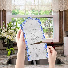 Silver royal blue konetti modern bröllop