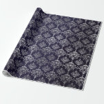Silver Royal Blue Navy Grått Blommigt Damask Vip Presentpapper<br><div class="desc">Minimalism och elegance Glam och Chic Delikat Wrapping Papper</div>