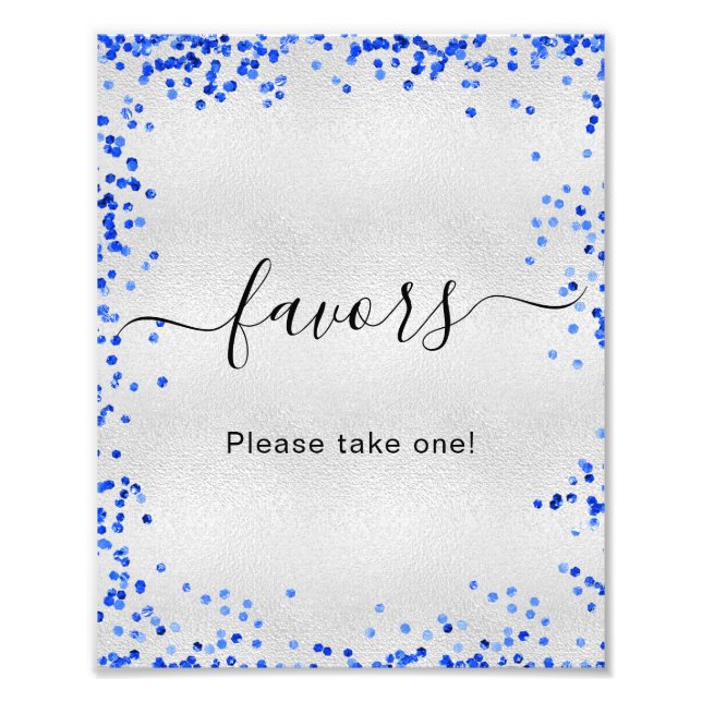 Silver royal blue party favors fototryck (Framsidan)