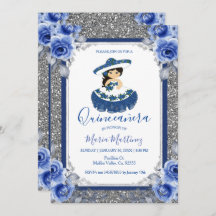 Silver Royal Blue Rosor Quinceanera 