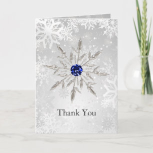 silver royal blue snöflingor bröllop Tack Kort