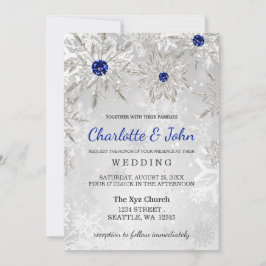 Silver Royal Blue snöflingor Winter Wedding Inbjudningar