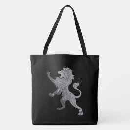 Silver Royal Lion på svart Tygkasse