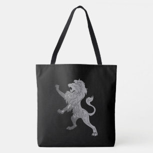 Silver Royal Lion på svart Tygkasse