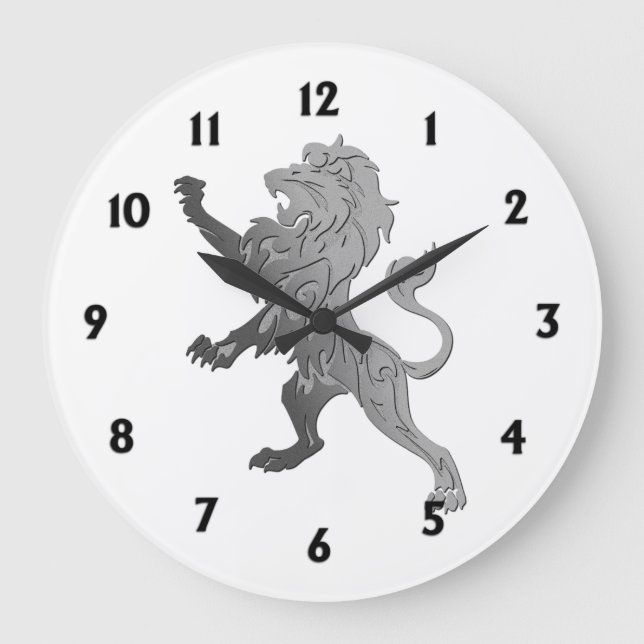 Silver Royal Lion Stor Klocka (Framsida)