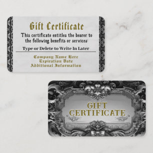 Silver royalty Gift-certifikat Visitkort