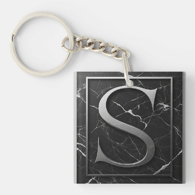 ⚜️ Silver S Stenkam på svart marmoram 🔑 (Framsidan)