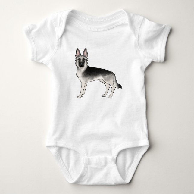 Silver Sable German Shepherd Cute GSD Hund Graphic T Shirt (Framsida)