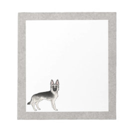 Silver Sable German Shepherd Cute Tecknad GSD Hund Anteckningsblock