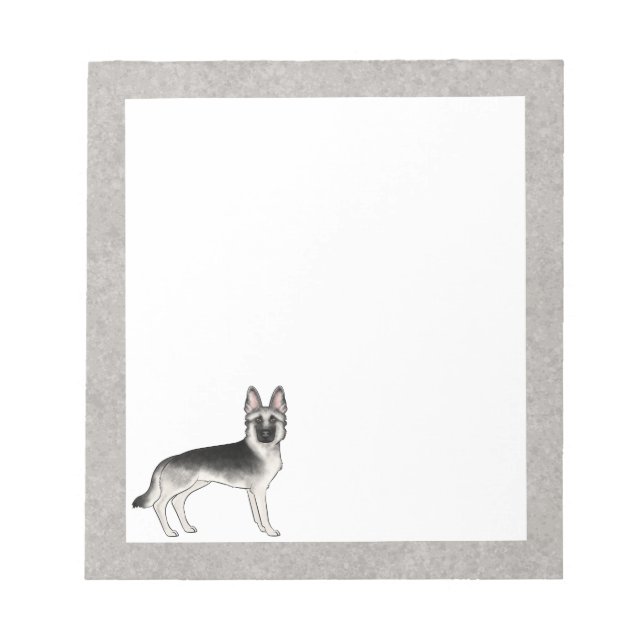 Silver Sable German Shepherd Cute Tecknad GSD Hund Anteckningsblock (Framsida)