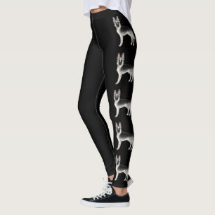 Silver Sable German Shepherd Cute Tecknad hund Leggings