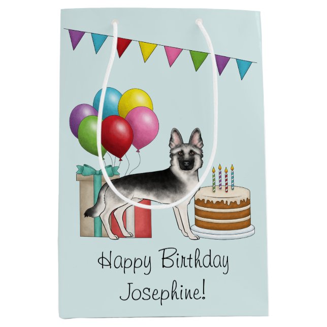 Silver Sable German Shepherd GSD Colorful Birthday (Framsidan)
