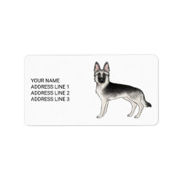 Silver Sable German Shepherd Hund and Anpassningsb Adressetikett